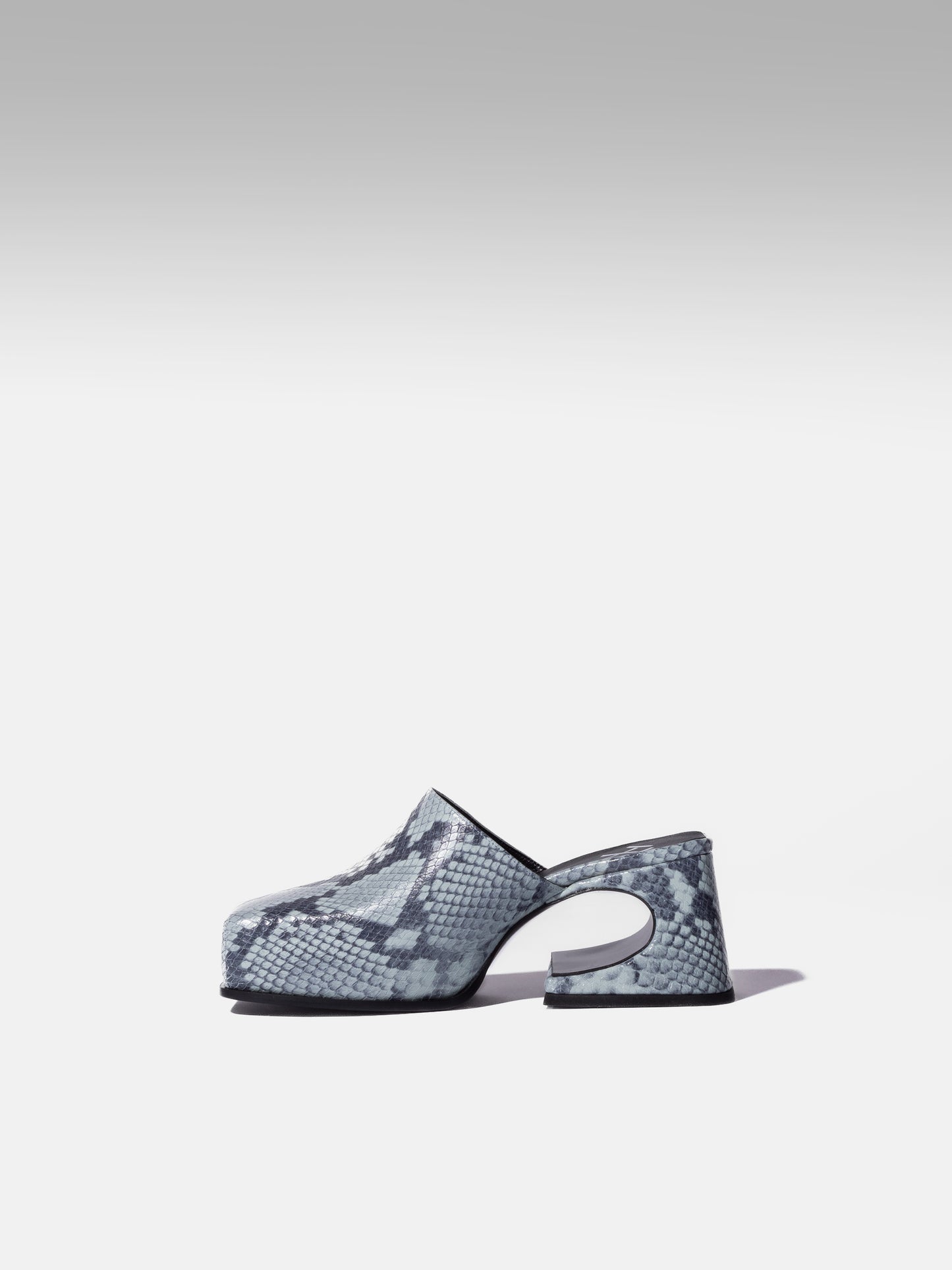 DENIM SNAKE SASSY MULE