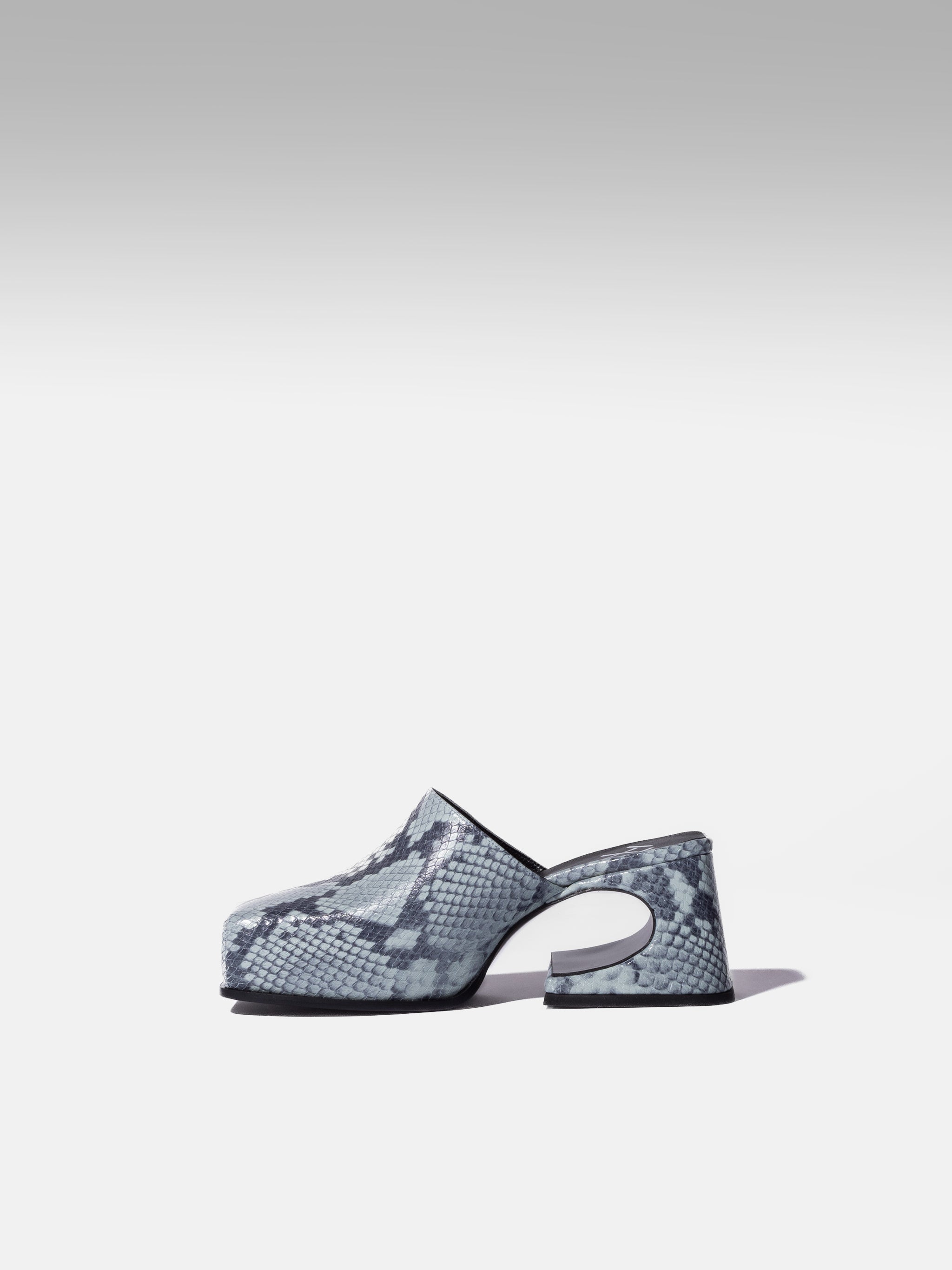 DENIM SNAKE SASSY MULE