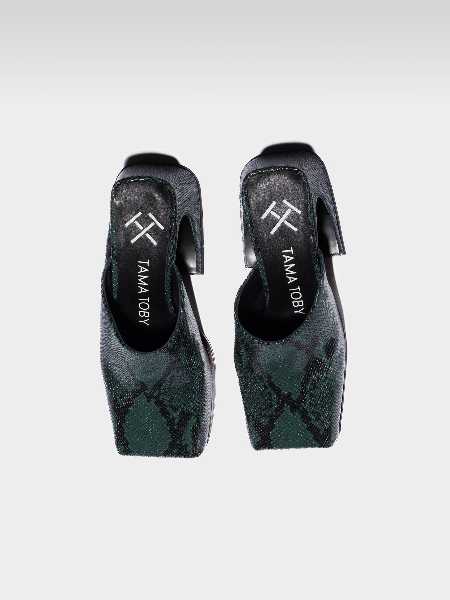 DEKEL GREEN SNAKE SASSY MULE