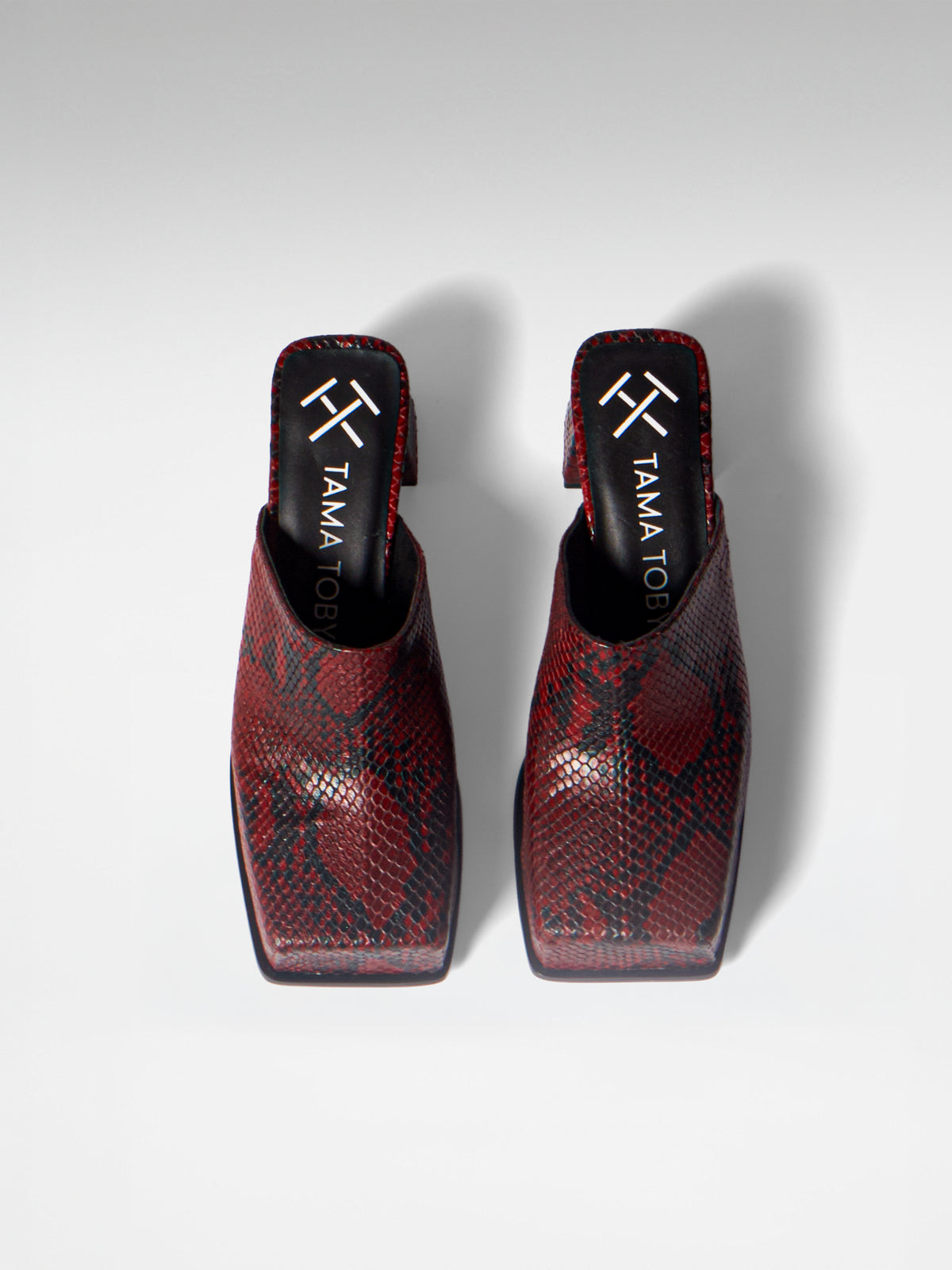 BURGUNDY SNAKE LARA MULE