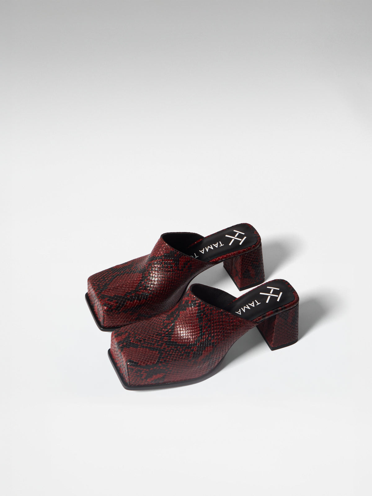 BURGUNDY SNAKE LARA MULE
