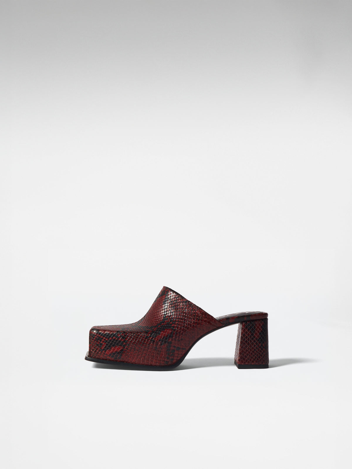 BURGUNDY SNAKE LARA MULE
