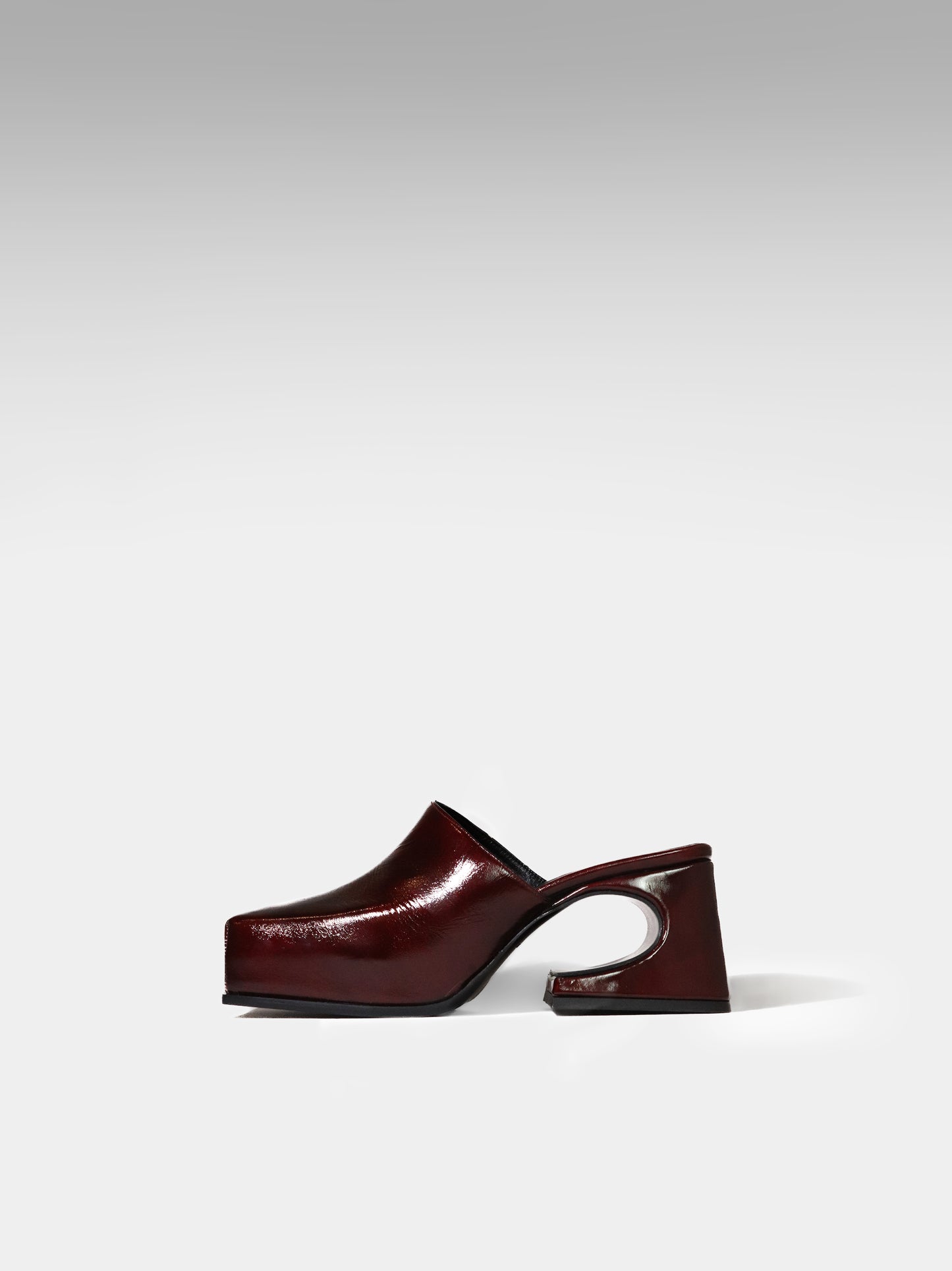 PATENT BURGUNDY SASSY MULE