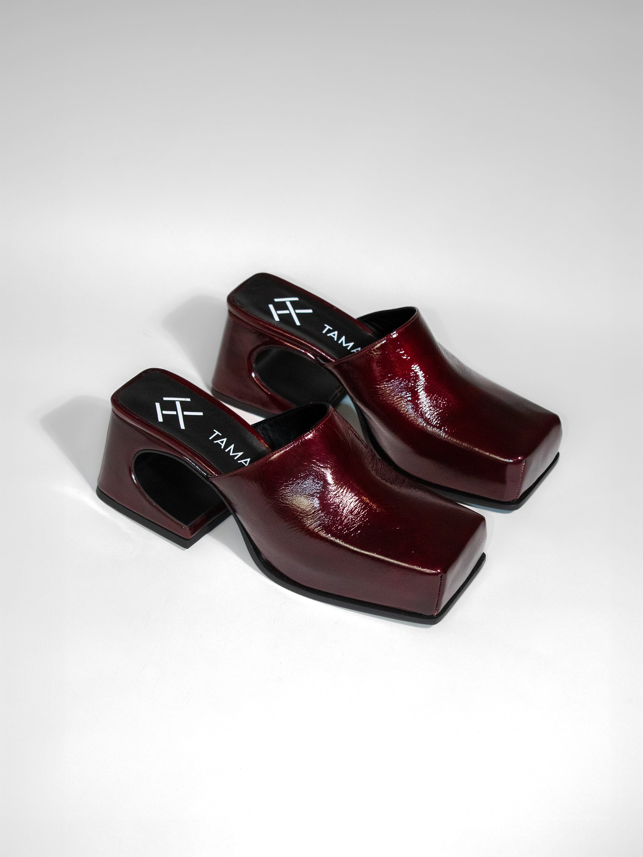 PATENT BURGUNDY SASSY MULE