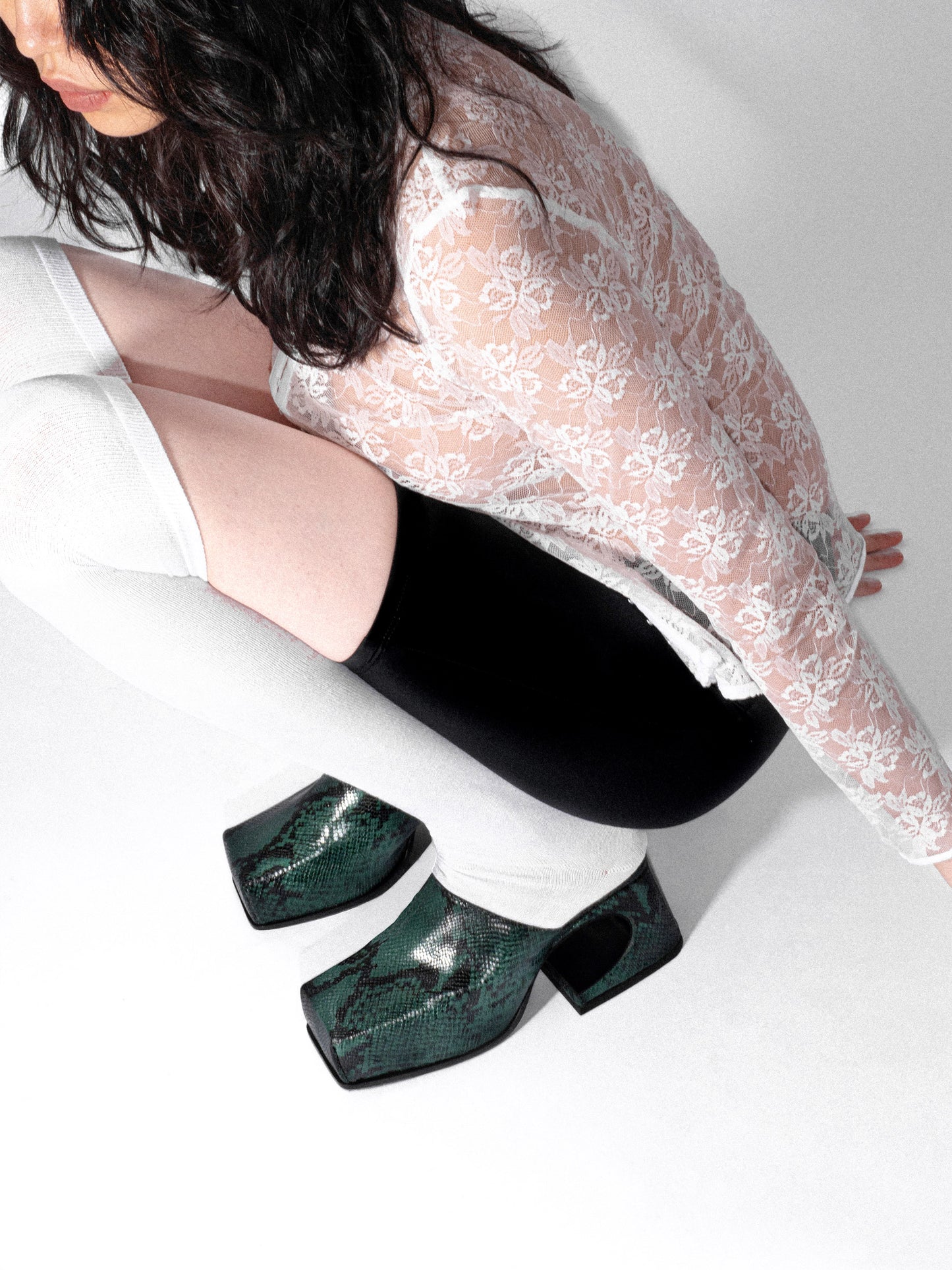 DEKEL GREEN SNAKE SASSY MULE